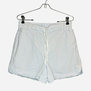 100% Cotton Striped White and Blue Women's Boxer Inspired Shorts